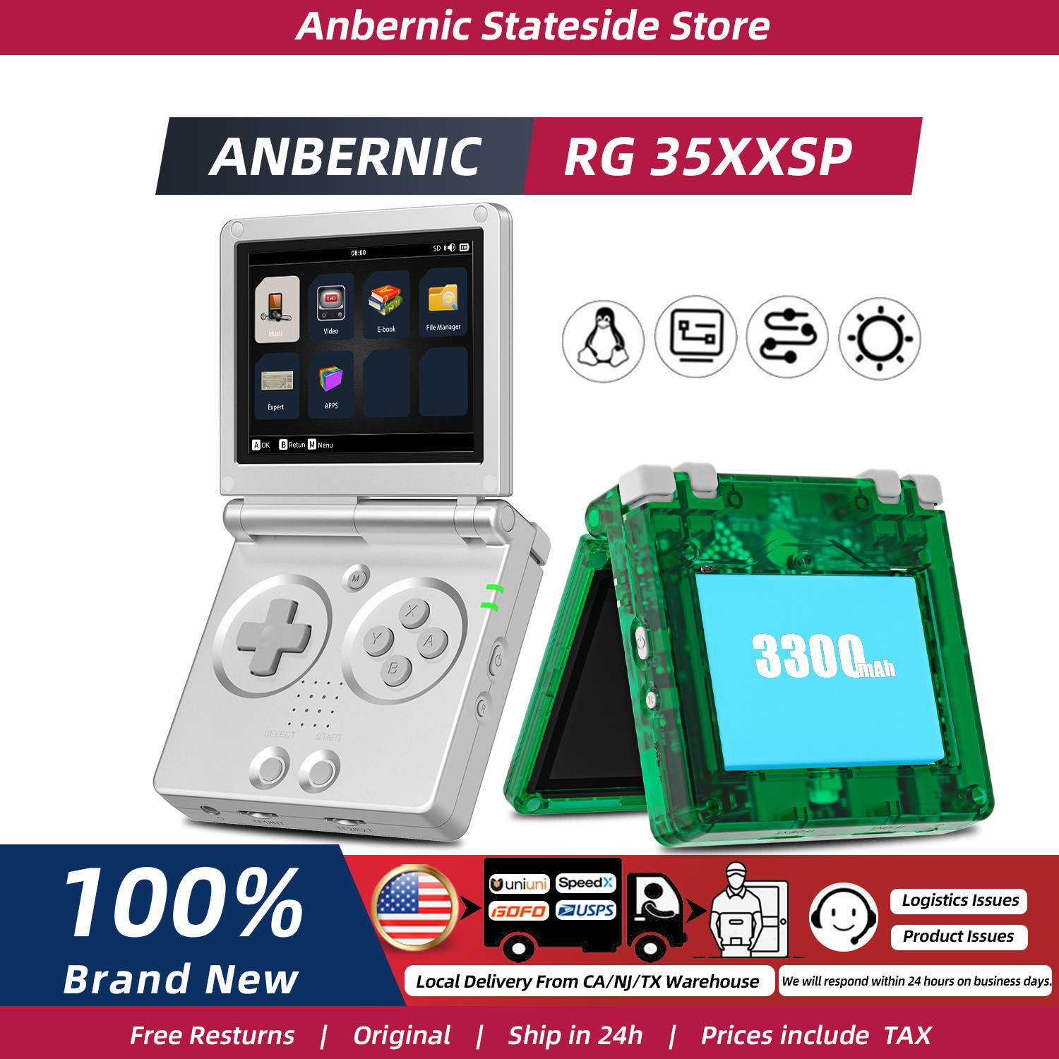 ANBERNIC RG35XXSP FILP 3.5 Inc - Gaming Console 5 Year Old ulasan dan harga
