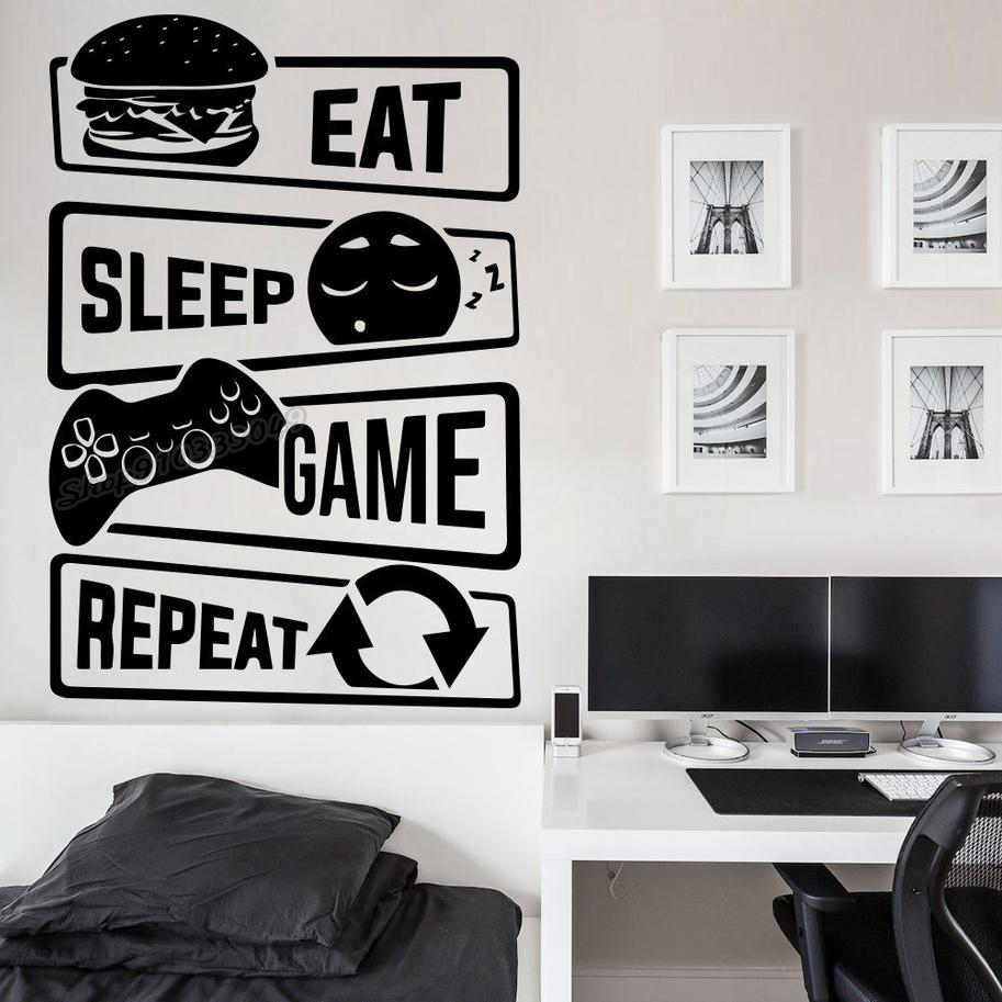 Eat Sleep Game Repeat Gamer Wa - Gaming Console Wallpaper ulasan dan harga