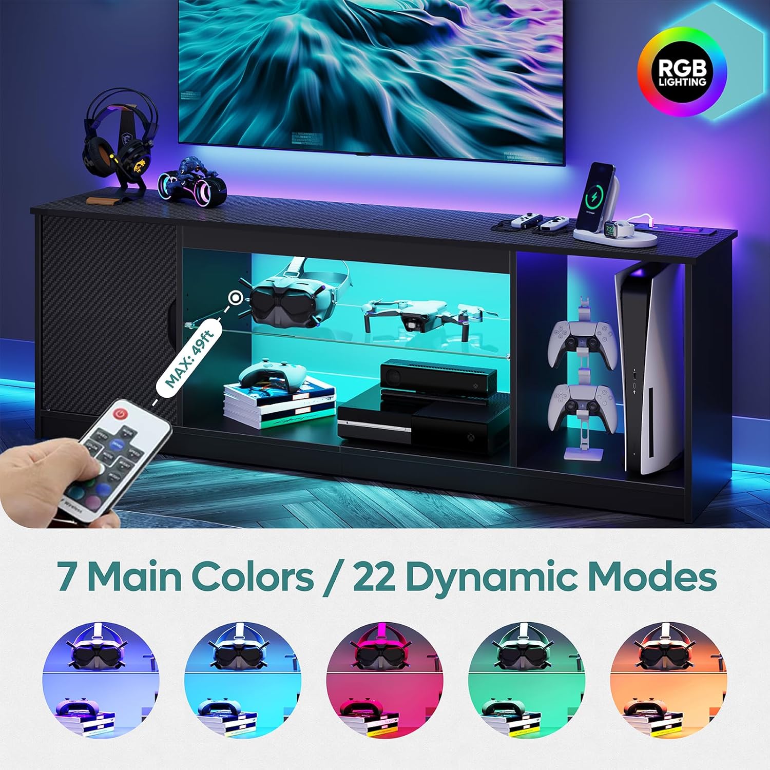 TV Stand with Power Outlets Ga - Gaming Console Room ulasan dan harga