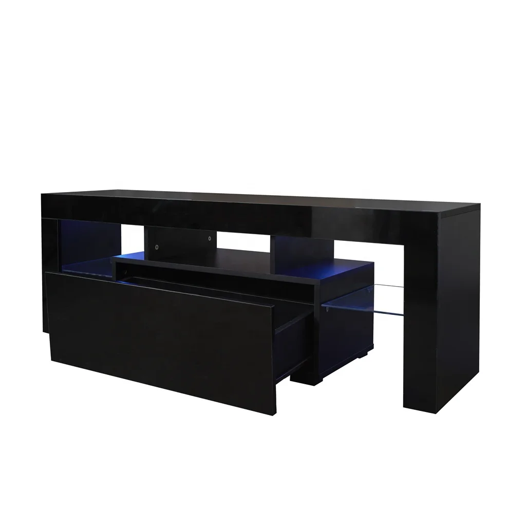 #Black TV Stand with LED RGB L - Gaming Console Room ulasan dan harga