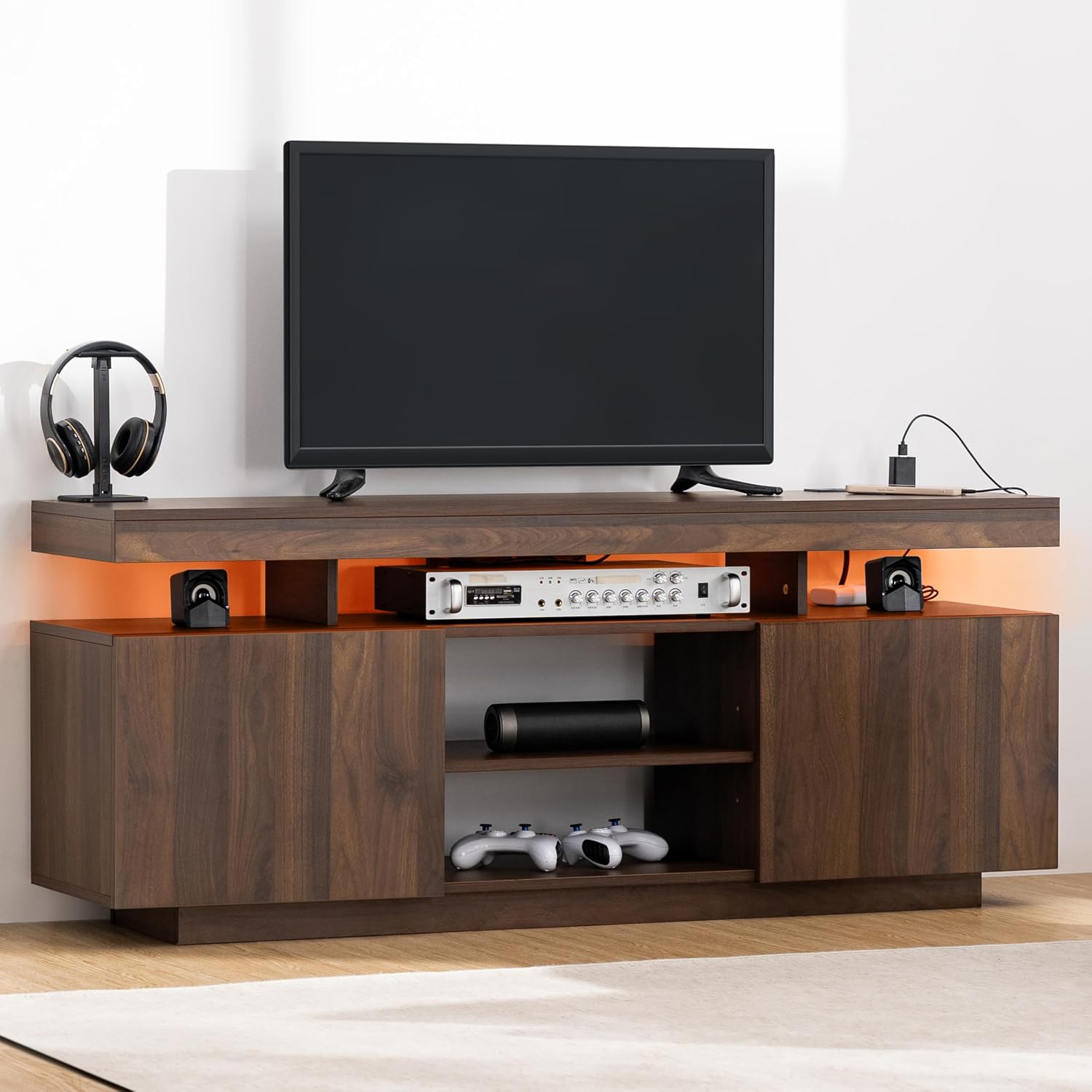 LED TV Stand with Power Outlet - Gaming Console Room ulasan dan harga