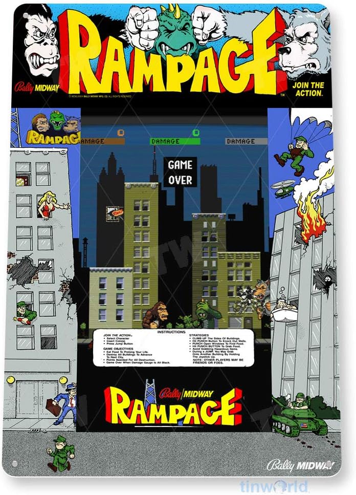 TIN SIGN Rampage Arcade Sign G - Gaming Console Room ulasan dan harga